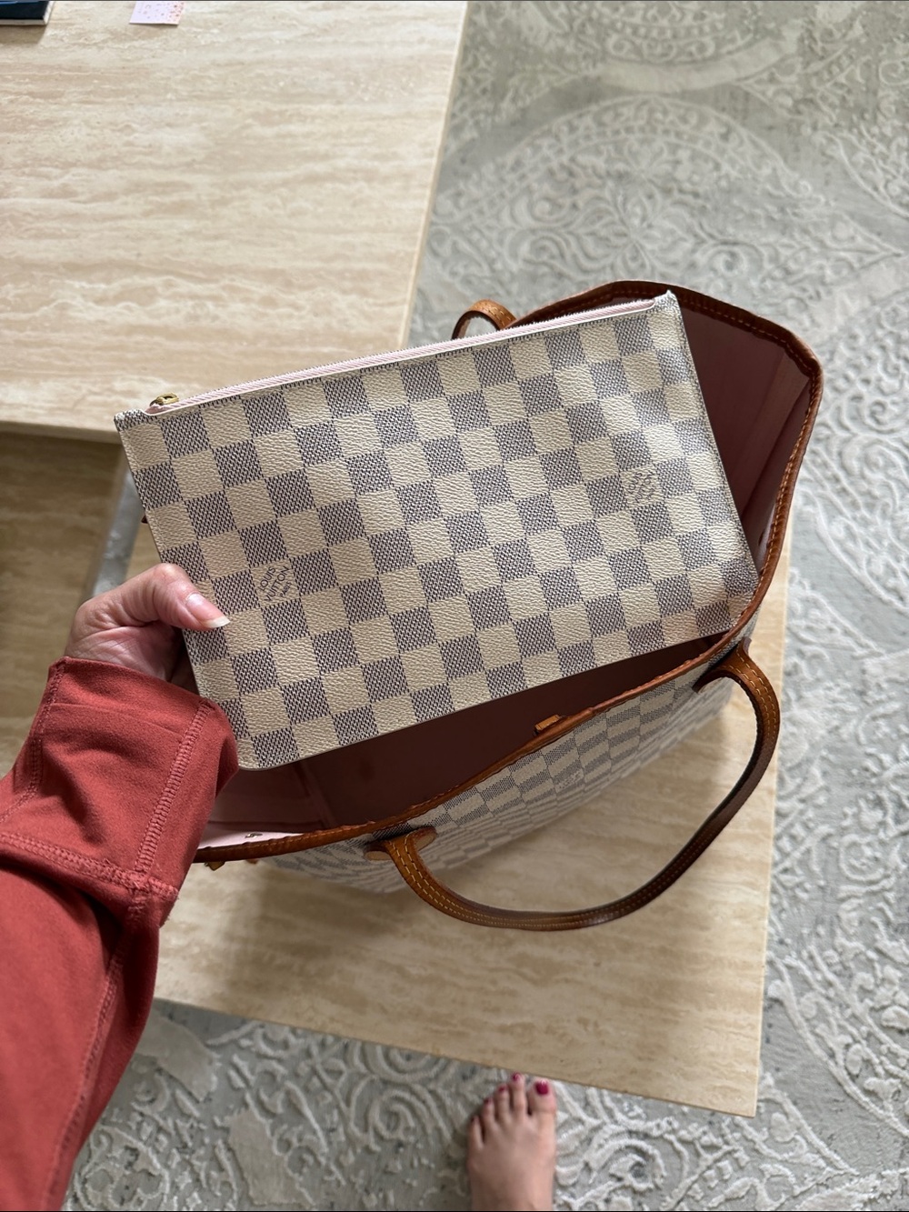 Louis Vuitton Damier Azur Canvas Tote in Cream and Brown Trim - Picture 3 of 8